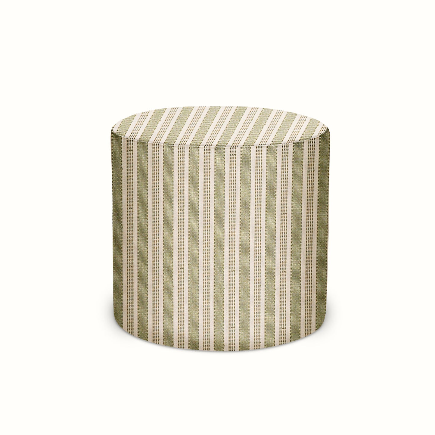 Pouf intérieur/extérieur en Peter Dunham Textiles Amida Vert sur Naturel