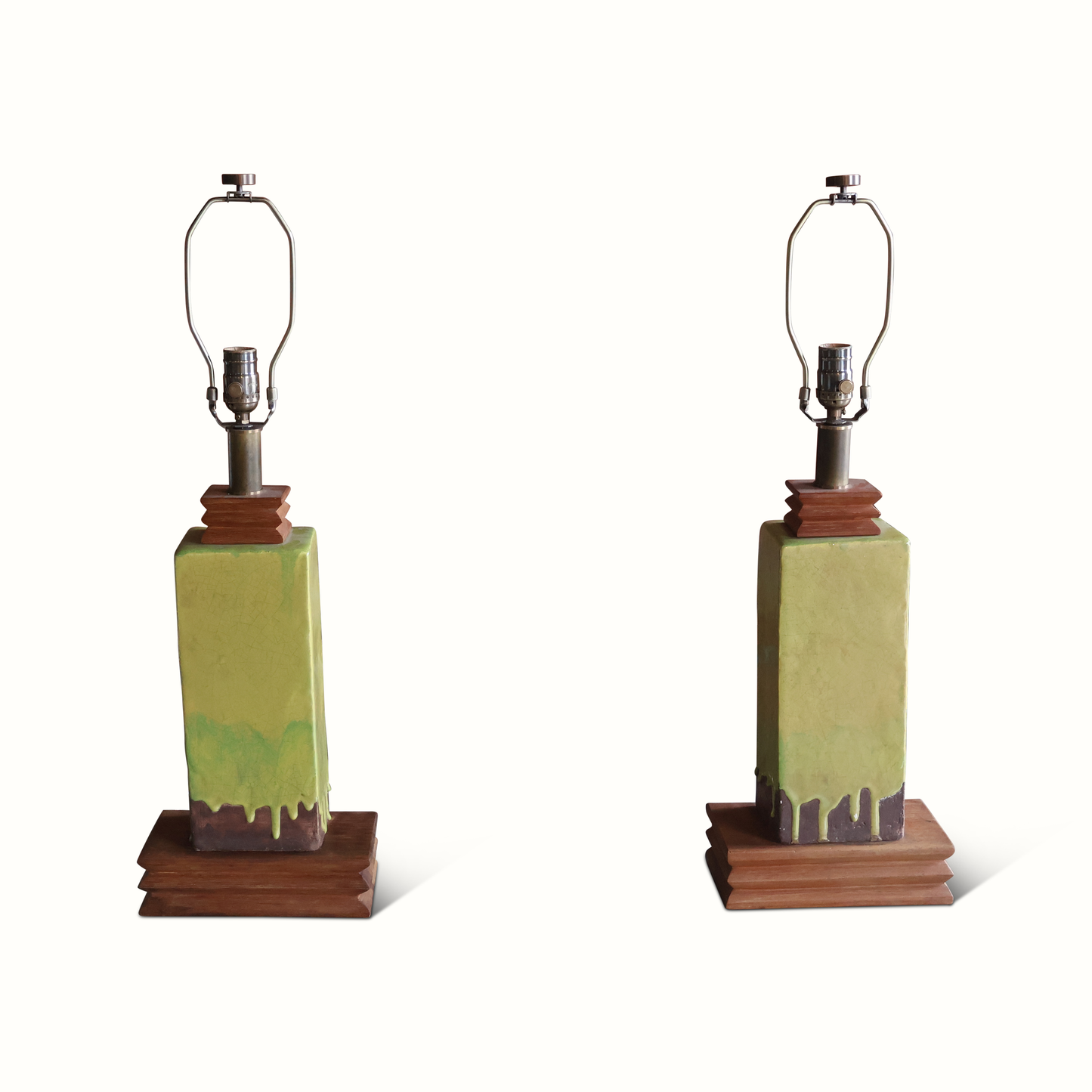 Paire de lampes en céramique et noyer de Paul Laszlo