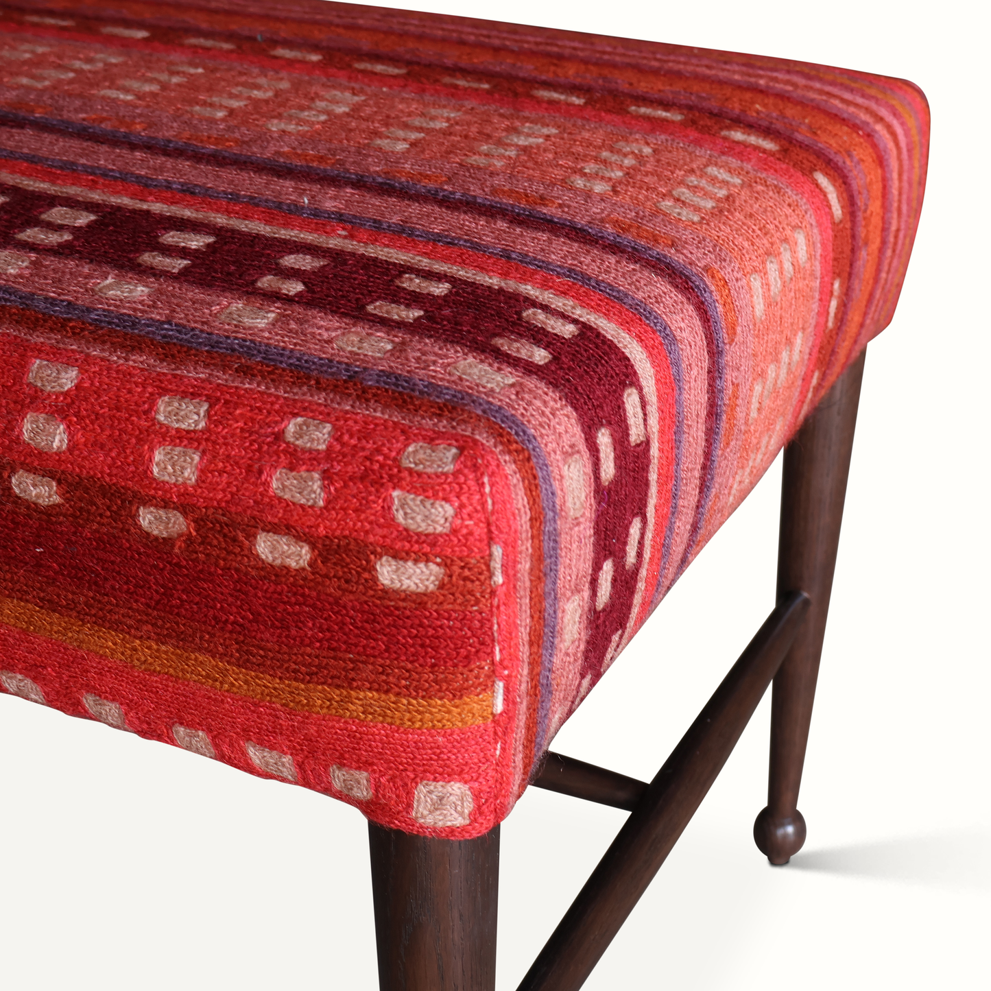 Banc Madison en textile de laine vintage
