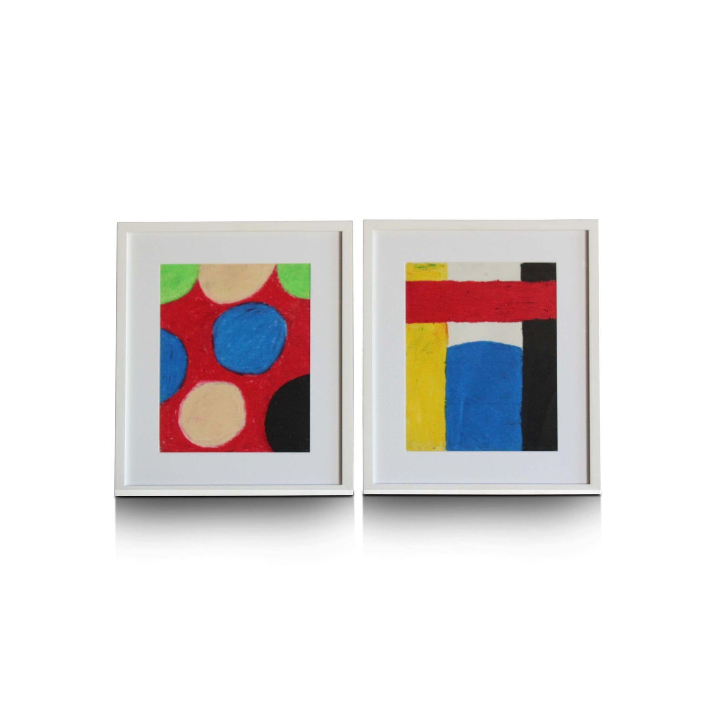 Paire d'œuvres d'art encadrées en techniques mixtes par Gerald Jackson