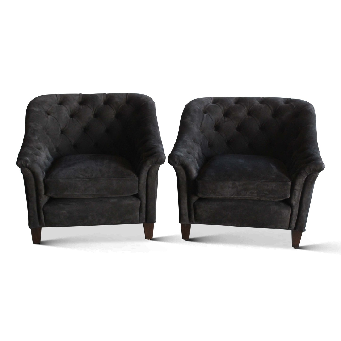 Paire de fauteuils club en cuir capitonné français des années 1940