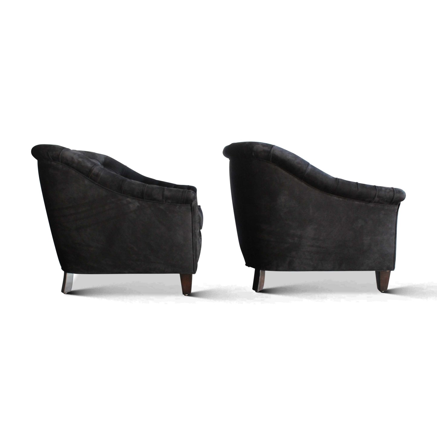 Paire de fauteuils club en cuir capitonné français des années 1940