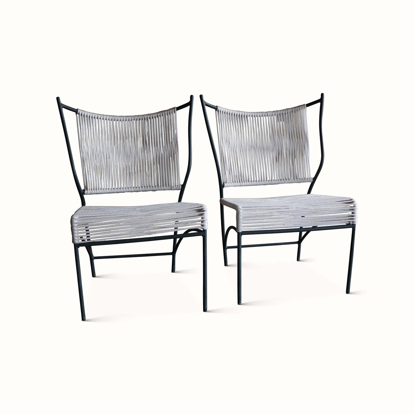 Paire de chaises de patio des années 1960 avec cordon en coton