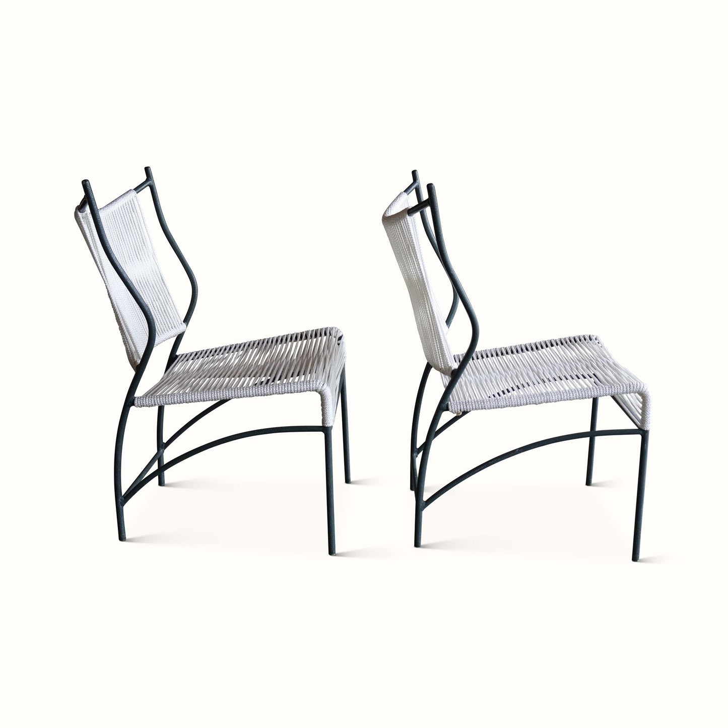Paire de chaises de patio des années 1960 avec cordon en coton