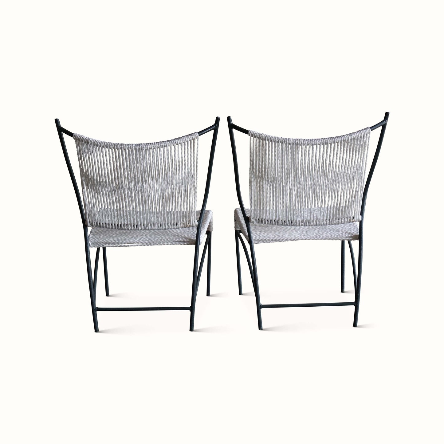 Paire de chaises de patio des années 1960 avec cordon en coton