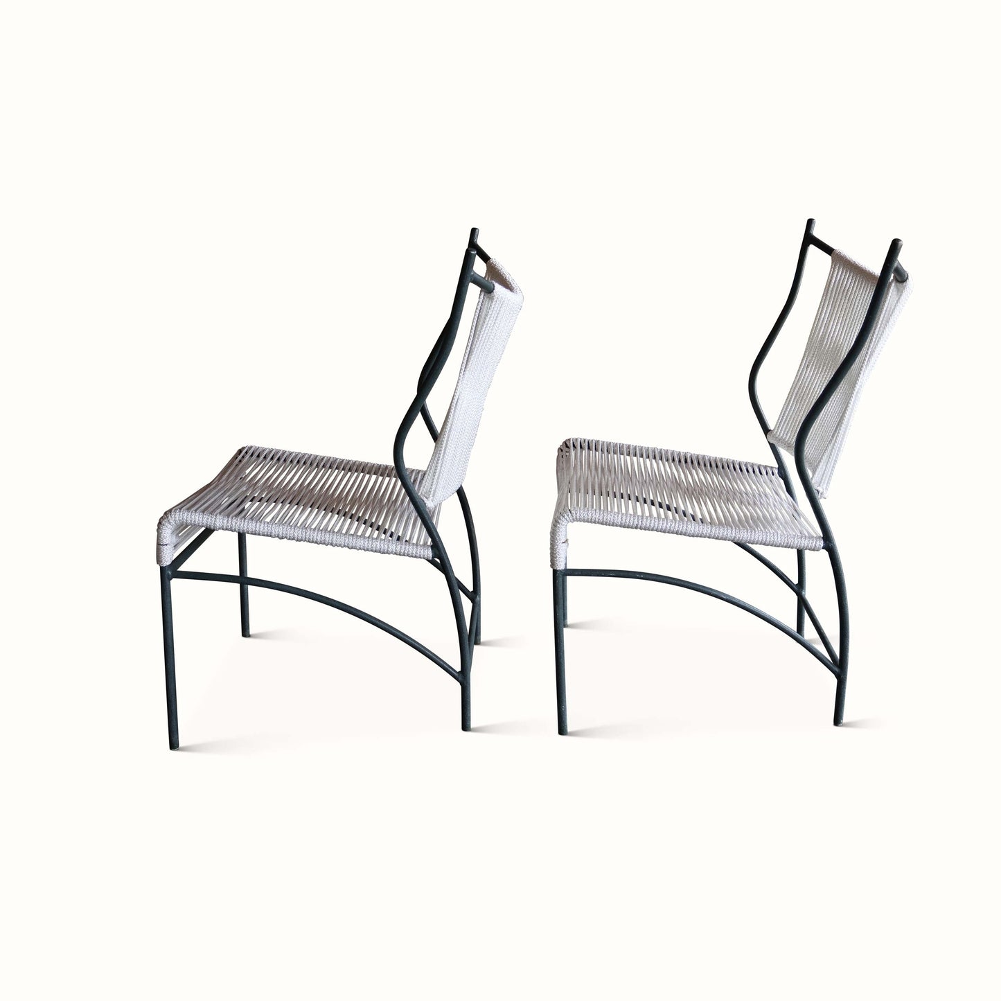 Paire de chaises de patio des années 1960 avec cordon en coton