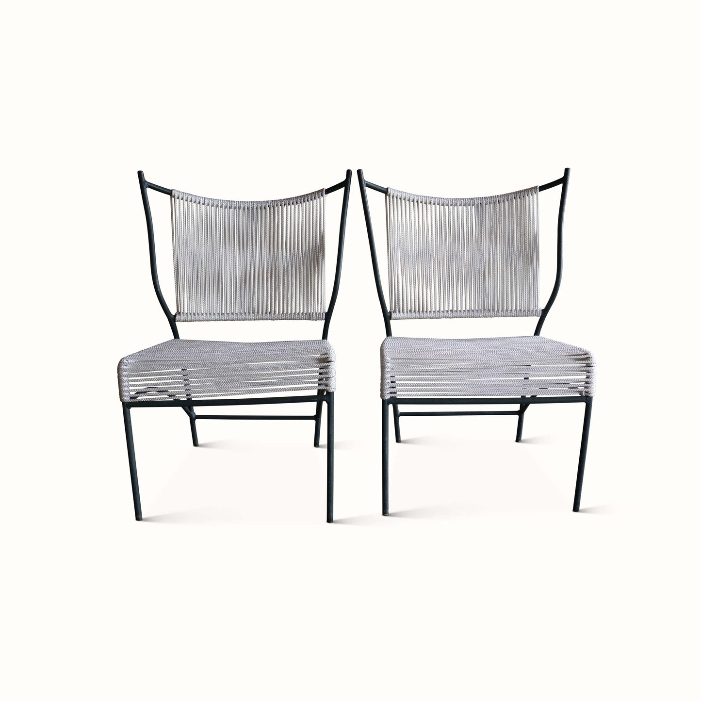 Paire de chaises de patio des années 1960 avec cordon en coton