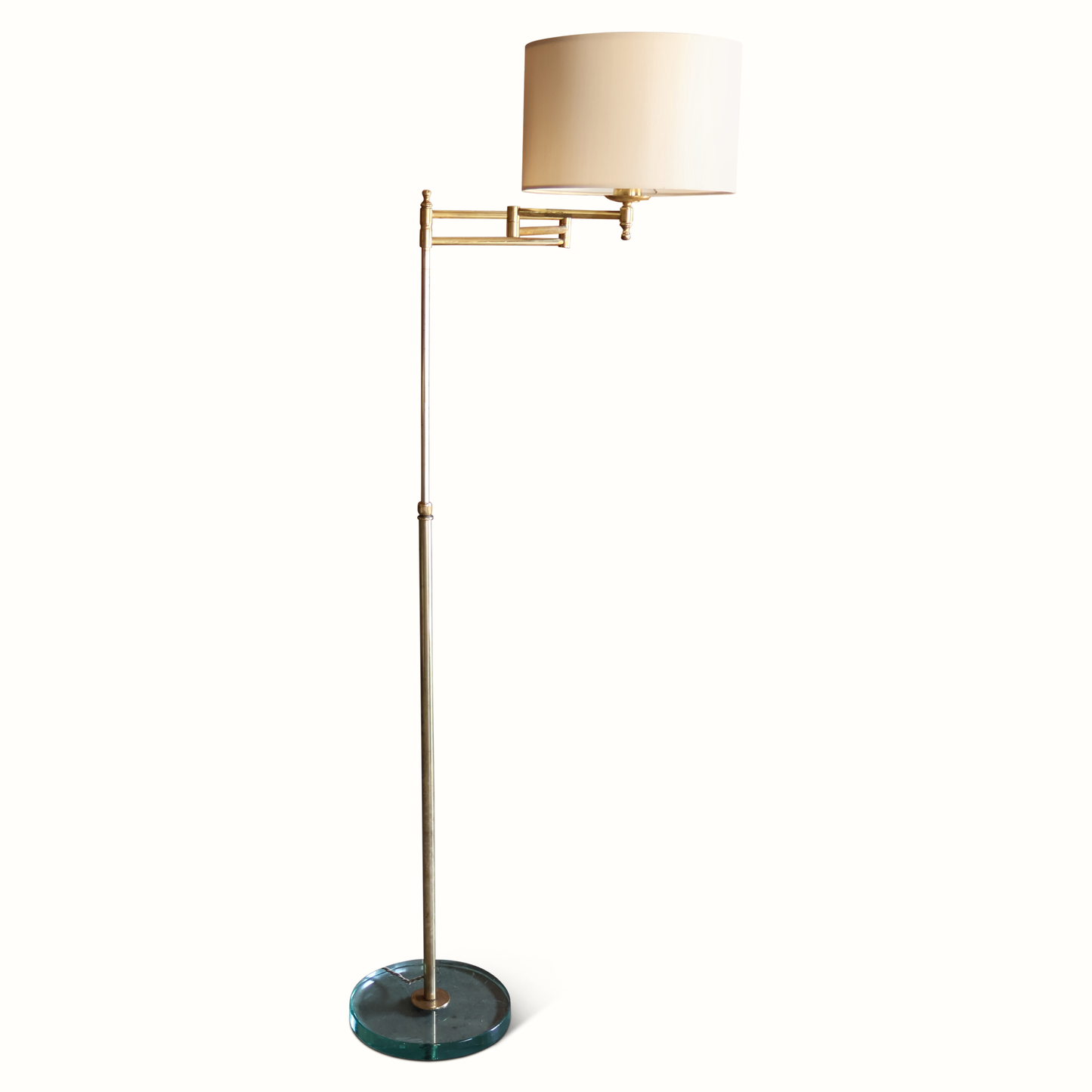 Lampadaire en laiton sur base en verre