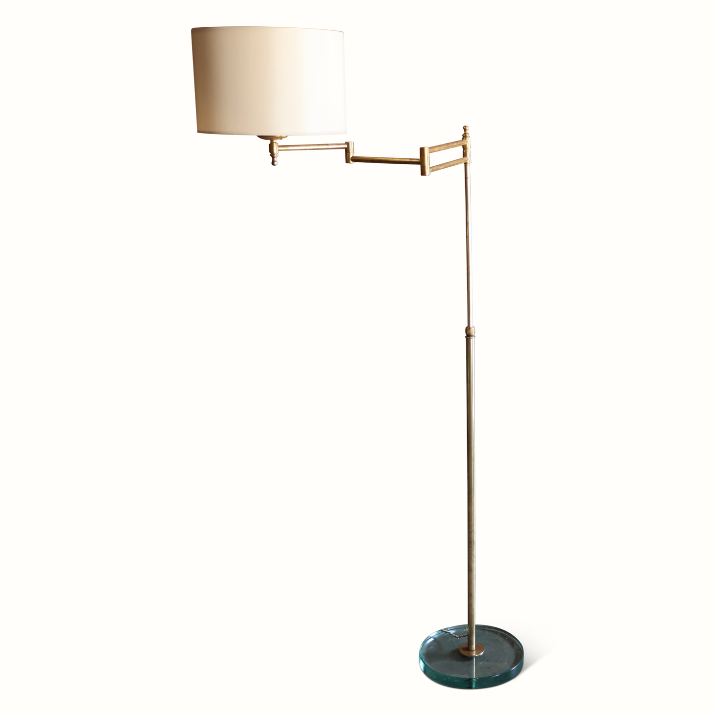 Lampadaire en laiton sur base en verre