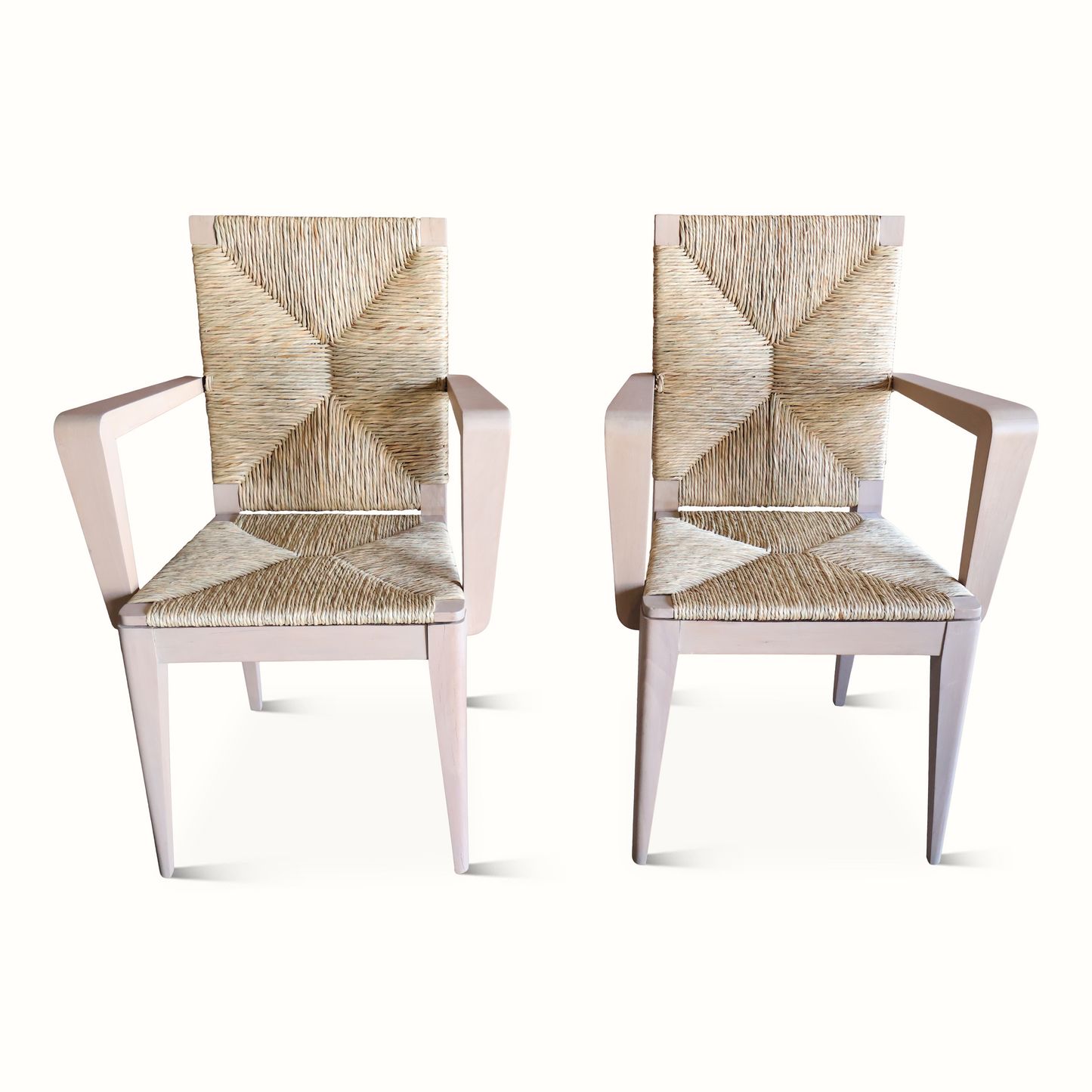 Paire de fauteuils en jonc français des années 1940