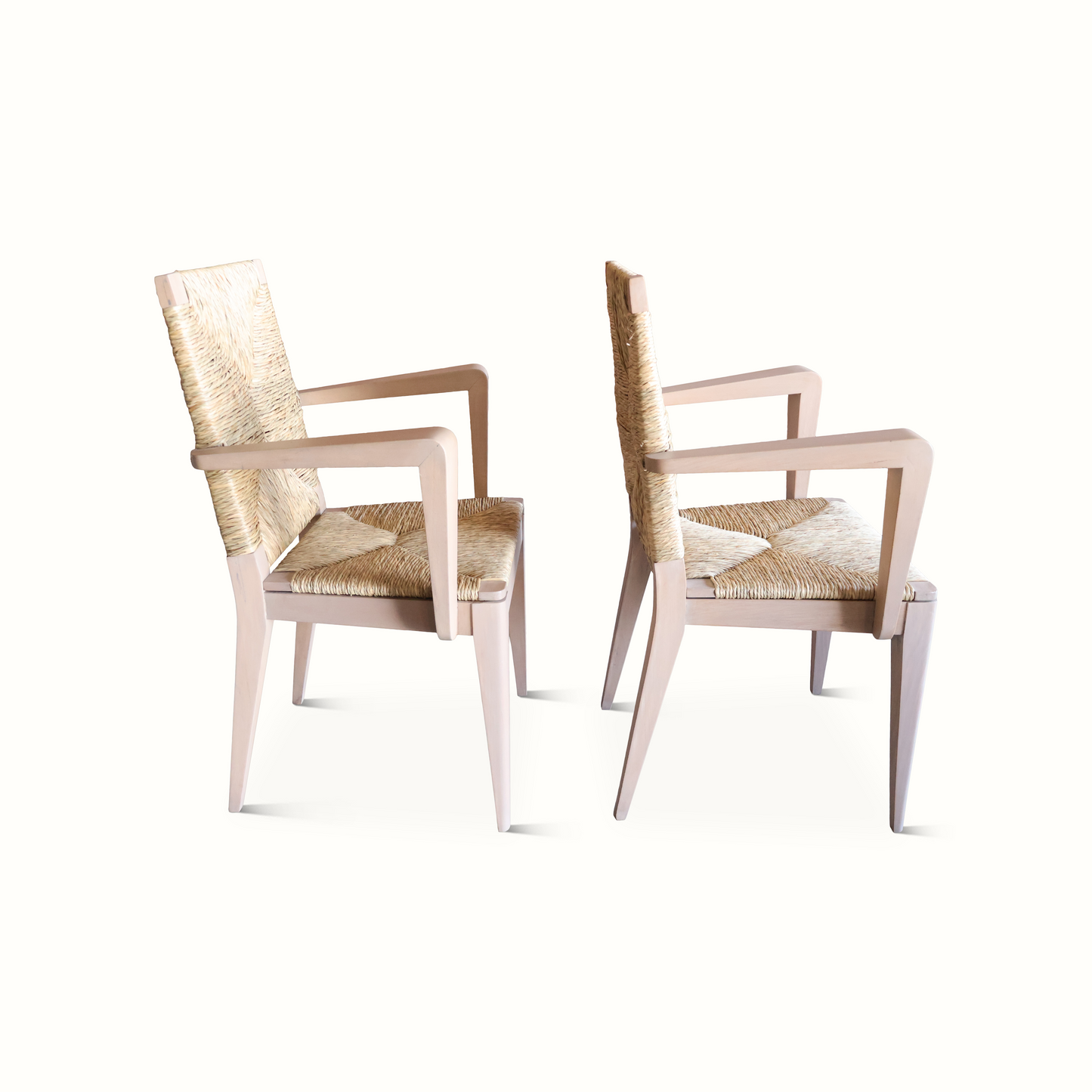 Paire de fauteuils en jonc français des années 1940