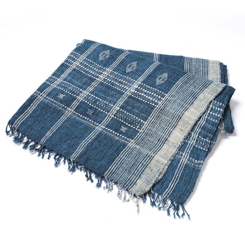 Couvre-lit indien original en indigo