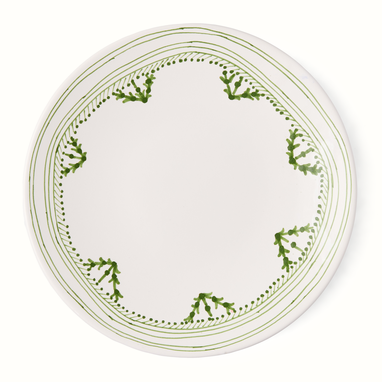 Assiette à dîner à bordure peinte Grace Green Fez de Peter Dunham + Hudson
