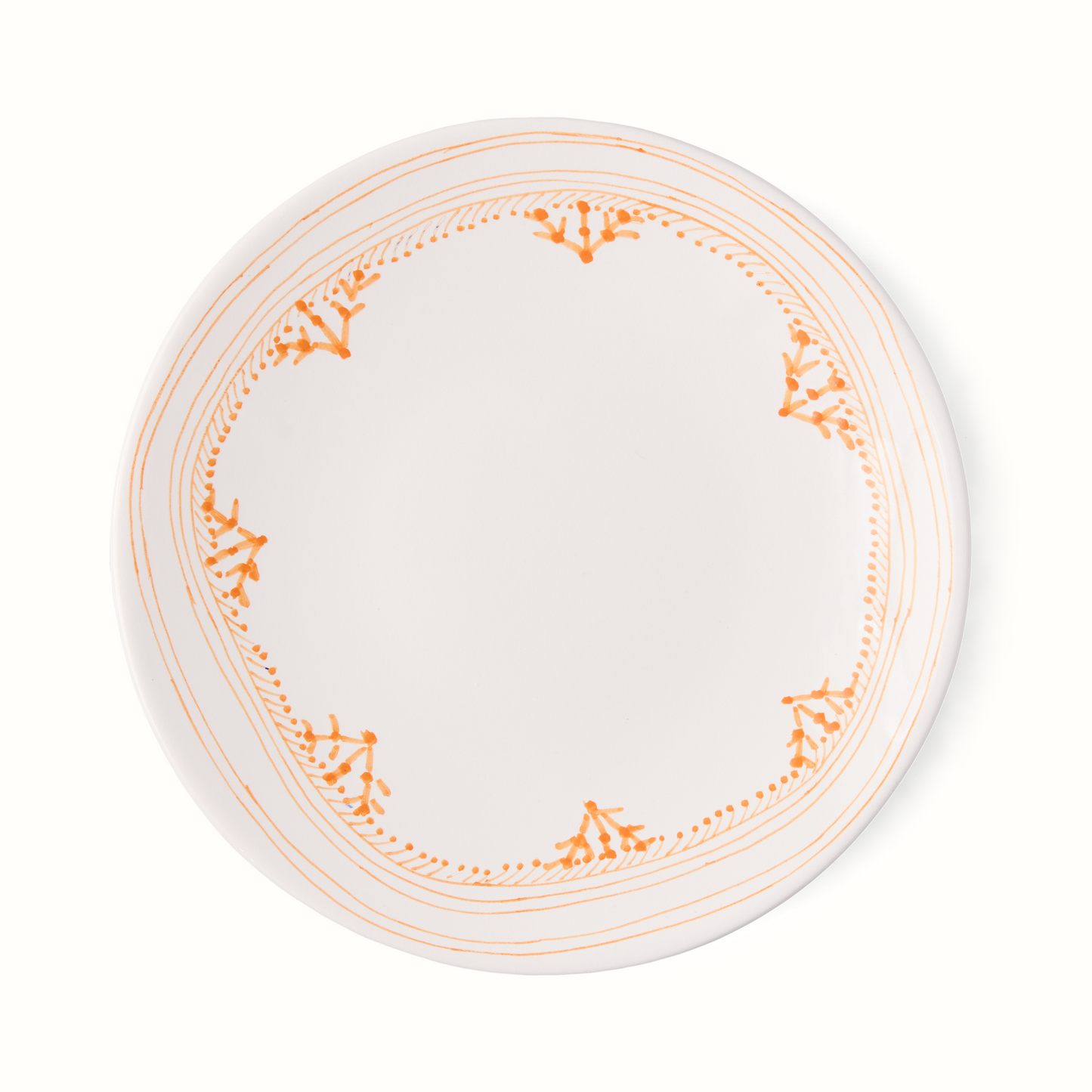 Assiette à salade à bordure peinte orange Fez Grace de Peter Dunham + Hudson