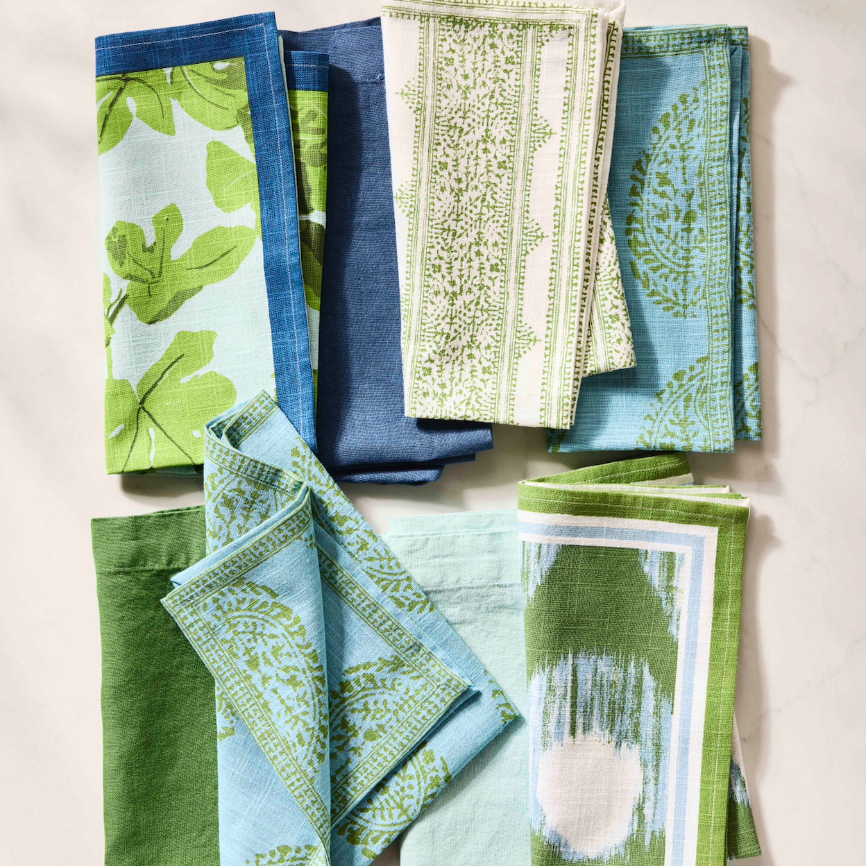 Serviette de table imprimée à rayures vertes Fez Grace de Peter Dunham + Hudson