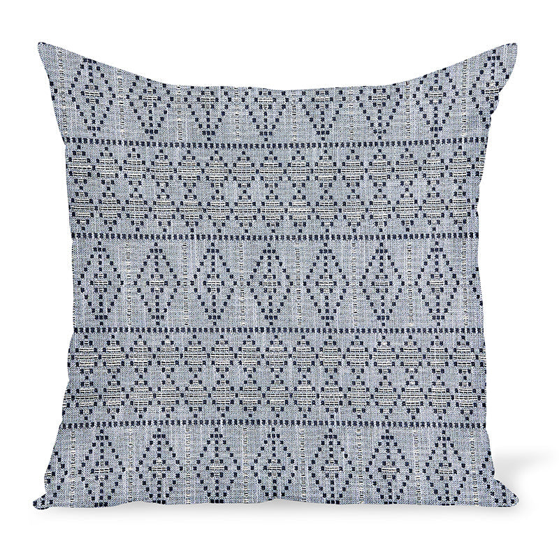 Peter Dunham Textiles Outdoor Souk en indigo/blanc sur coussin océan