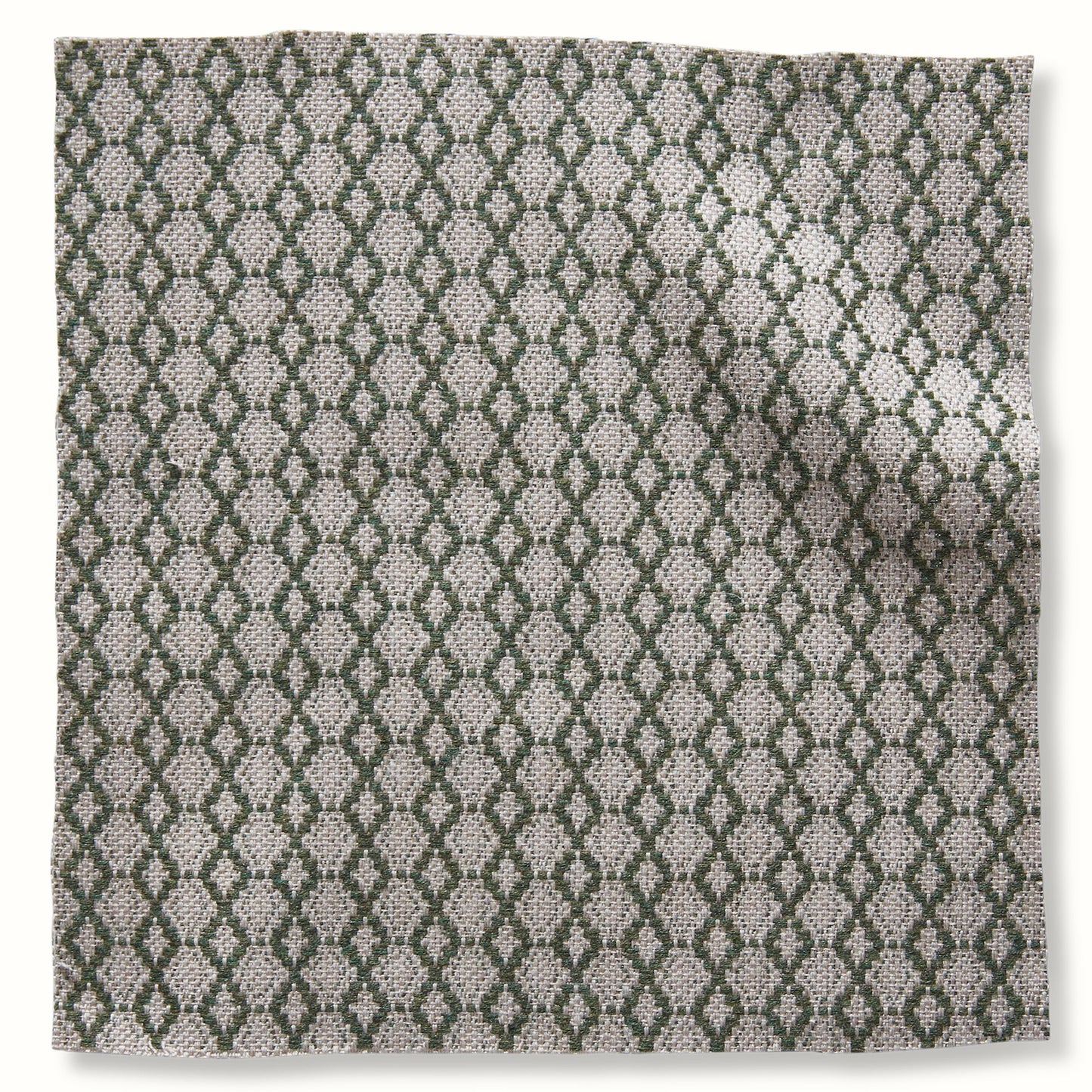 Pouf intérieur/extérieur en Peter Dunham Textiles Susa Green sur fond naturel