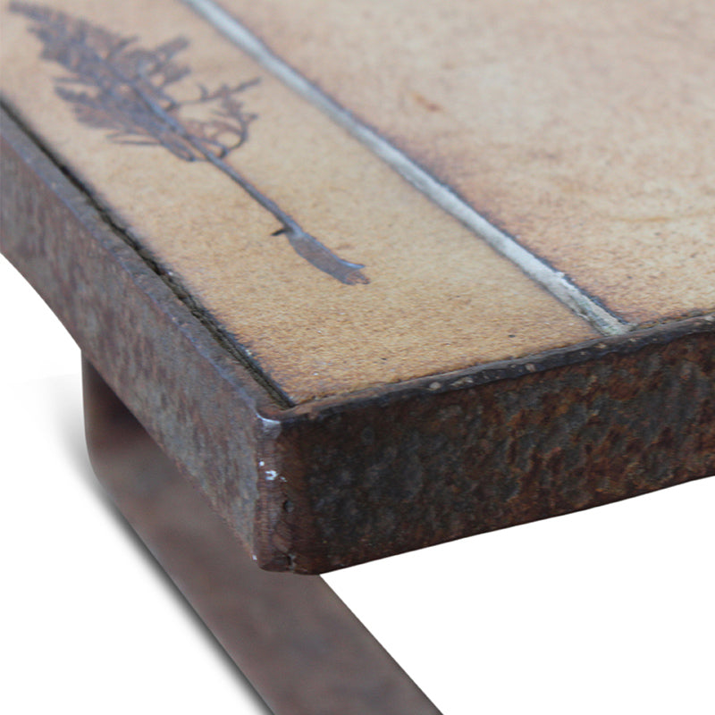 Table basse vintage rare en céramique et fer par Roger Capron, France, années 1960
