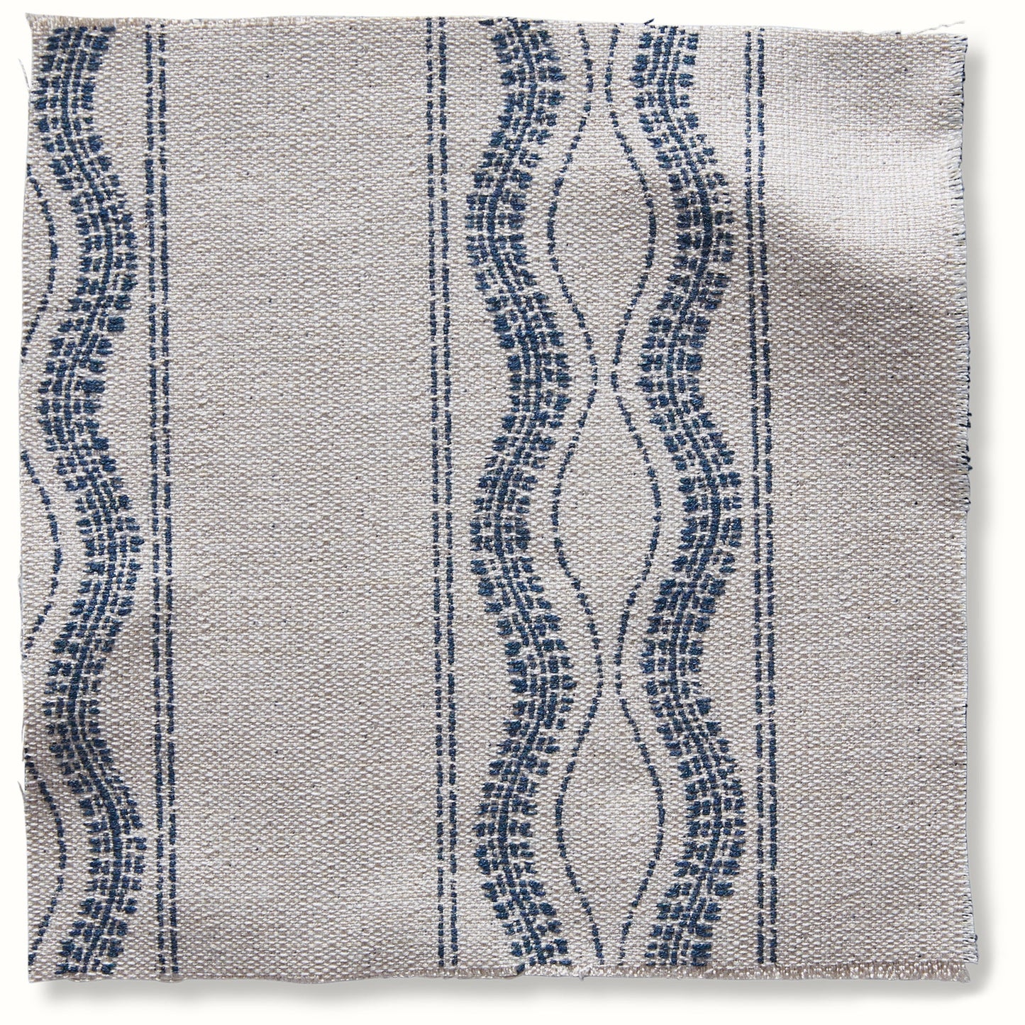 Pouf intérieur/extérieur en textile Peter Dunham Zanzibar Naturel/Bleu
