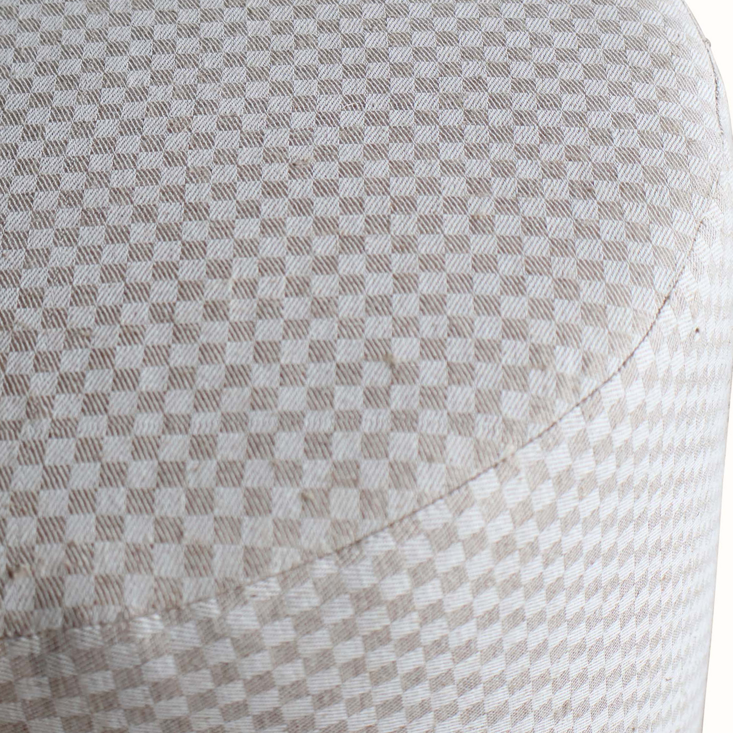 Poufs rembourrés en lin à motif damier français vintage
