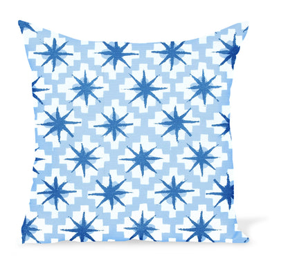 Coussin d'extérieur Peter Dunham Textiles Starburst en indigo/ciel