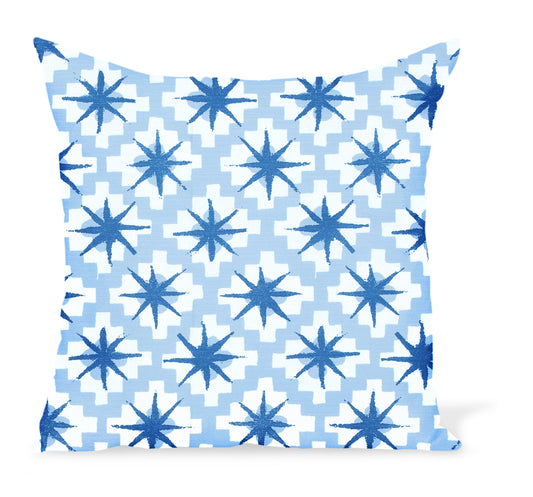 Coussin d'extérieur Peter Dunham Textiles Starburst en indigo/ciel