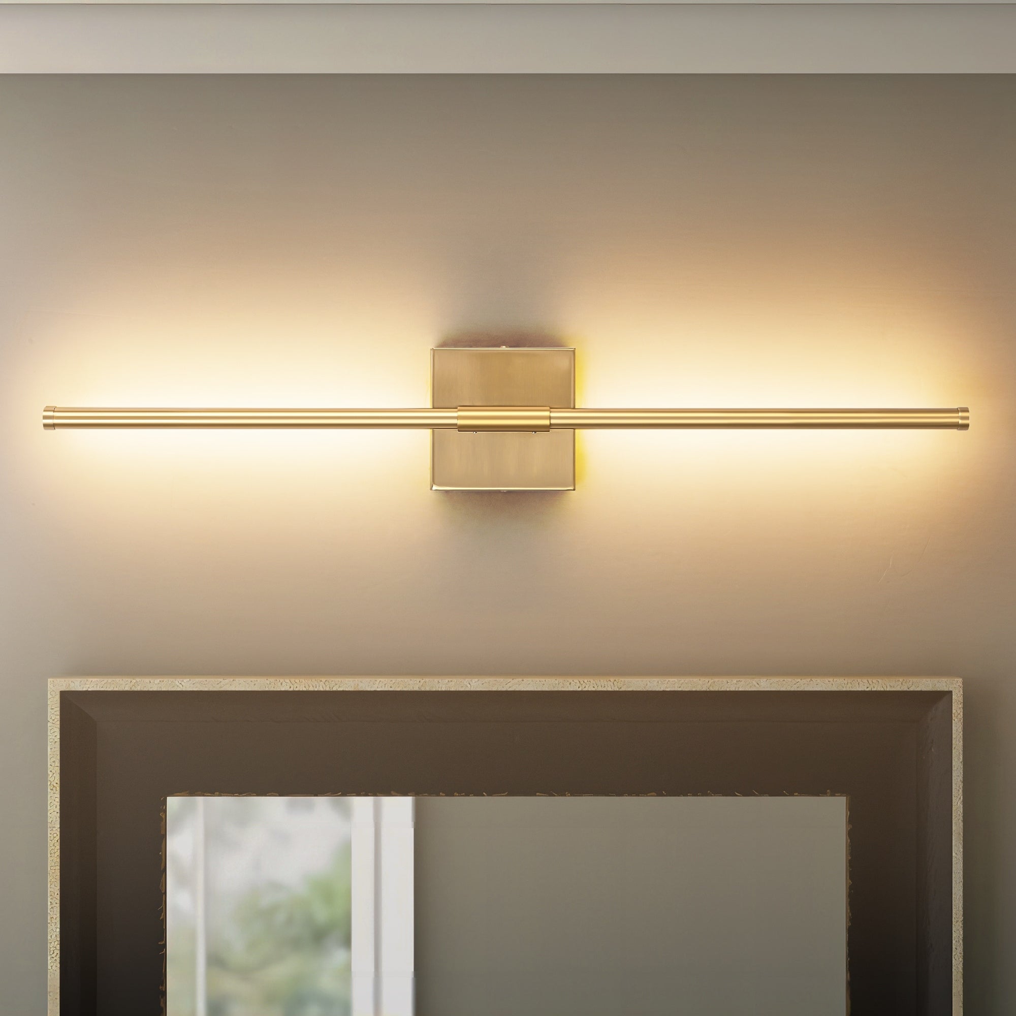 1-Light Black/ Gold/ Nickel Modern Long Linear Strip Wall Sconce Dimmable LED Bathroom Vanity Light