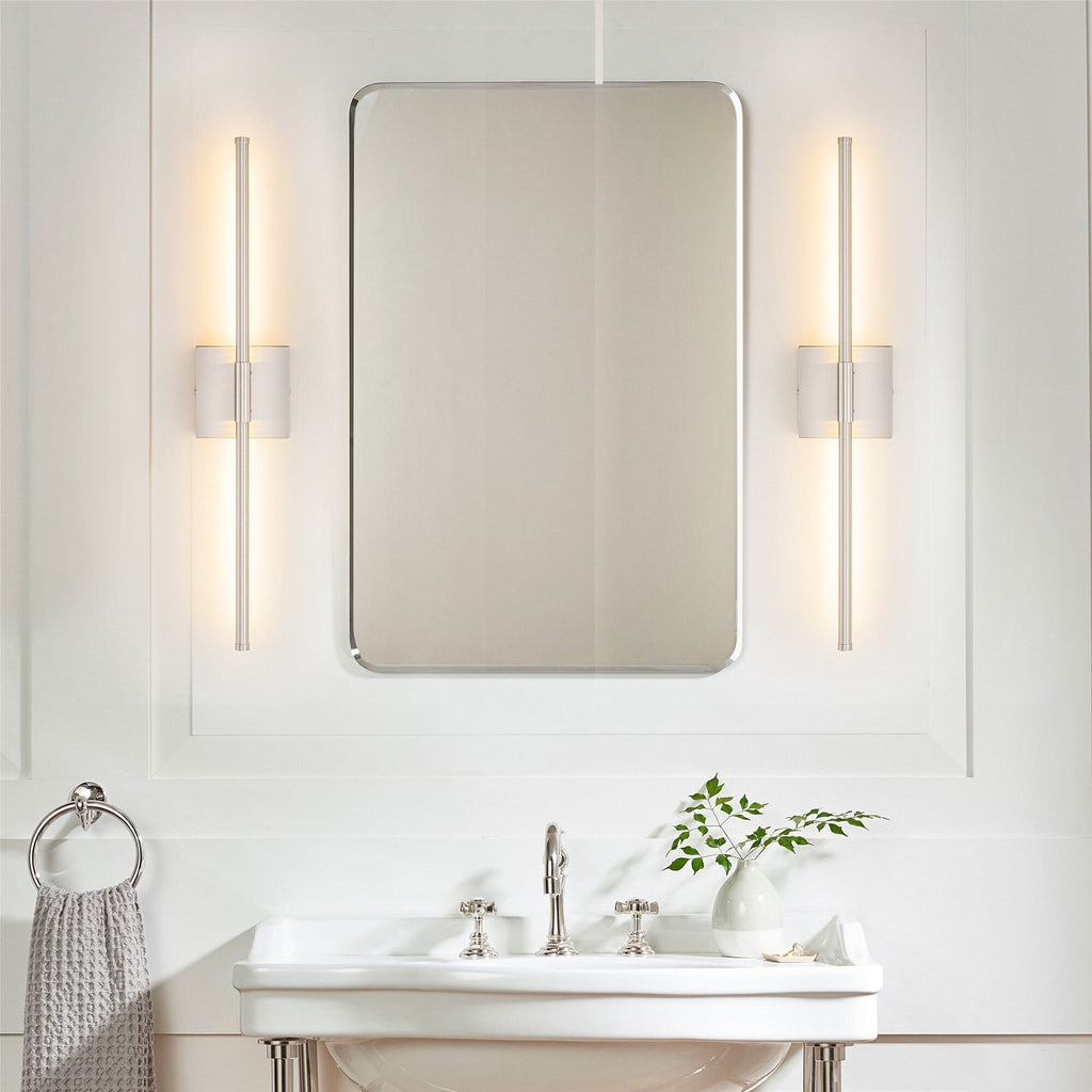 1-Light Black/ Gold/ Nickel Modern Long Linear Strip Wall Sconce Dimmable LED Bathroom Vanity Light