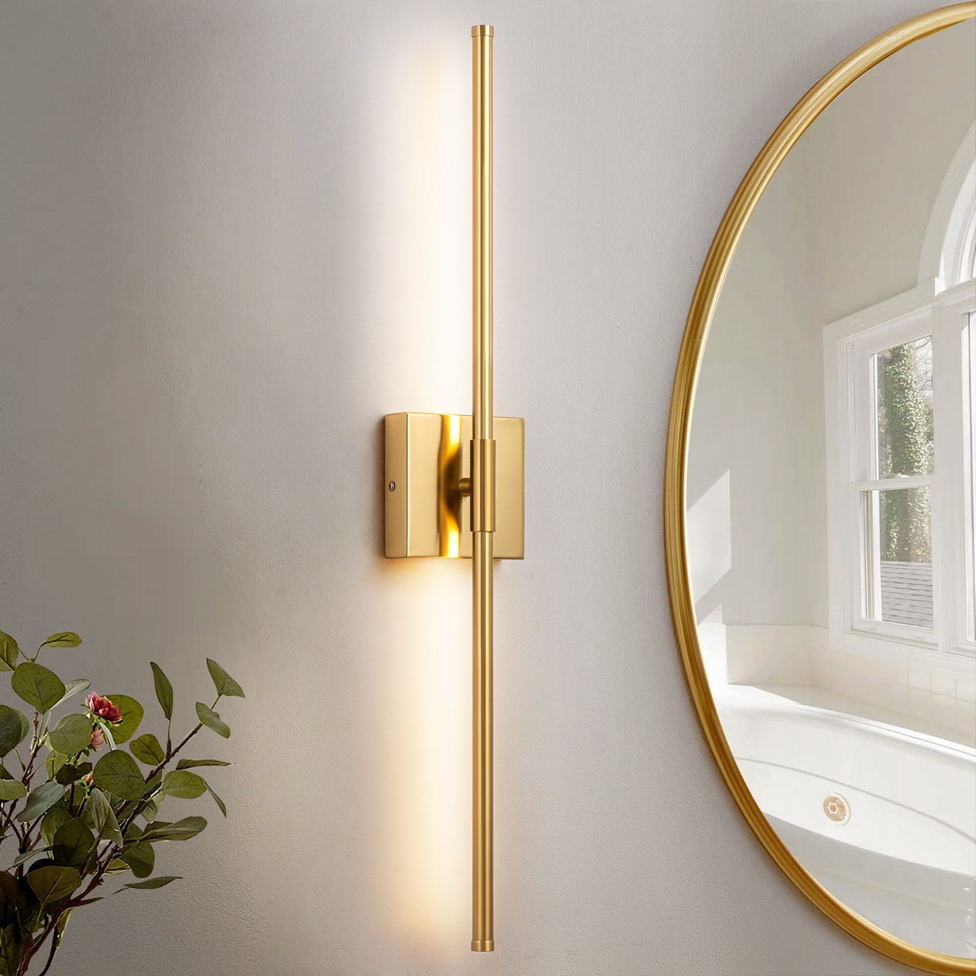 1-Light Black/ Gold/ Nickel Modern Long Linear Strip Wall Sconce Dimmable LED Bathroom Vanity Light