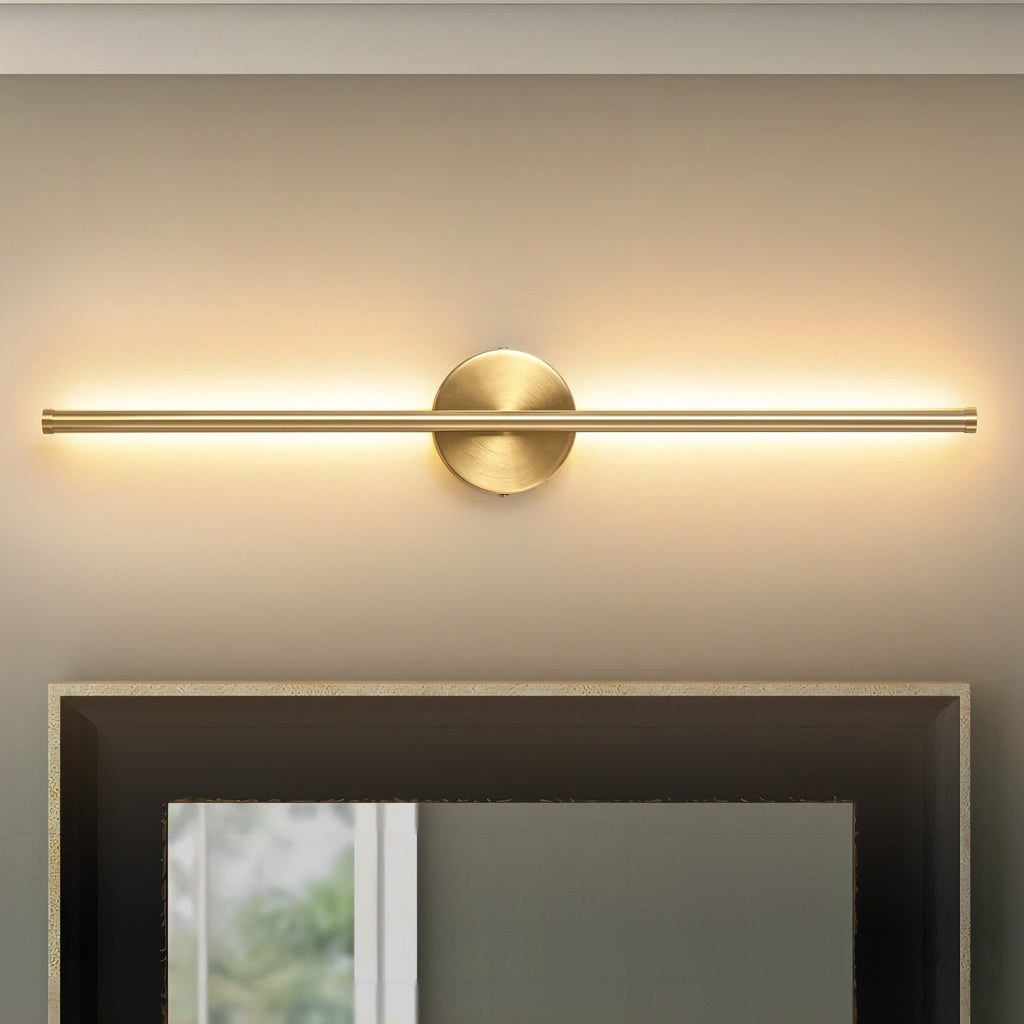 1-Light Black/ Gold/ Nickel Modern Long Linear Strip Wall Sconce Dimmable LED Bathroom Vanity Light