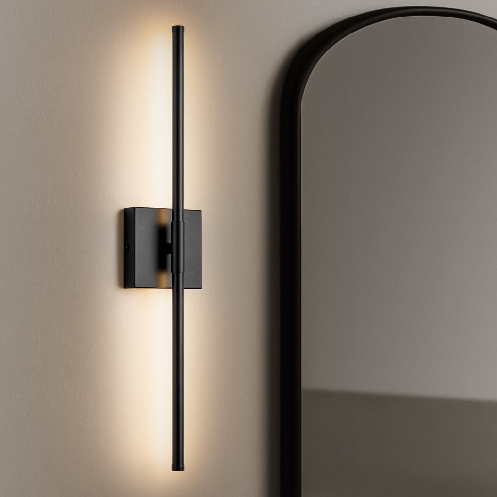 1-Light Black/ Gold/ Nickel Modern Long Linear Strip Wall Sconce Dimmable LED Bathroom Vanity Light