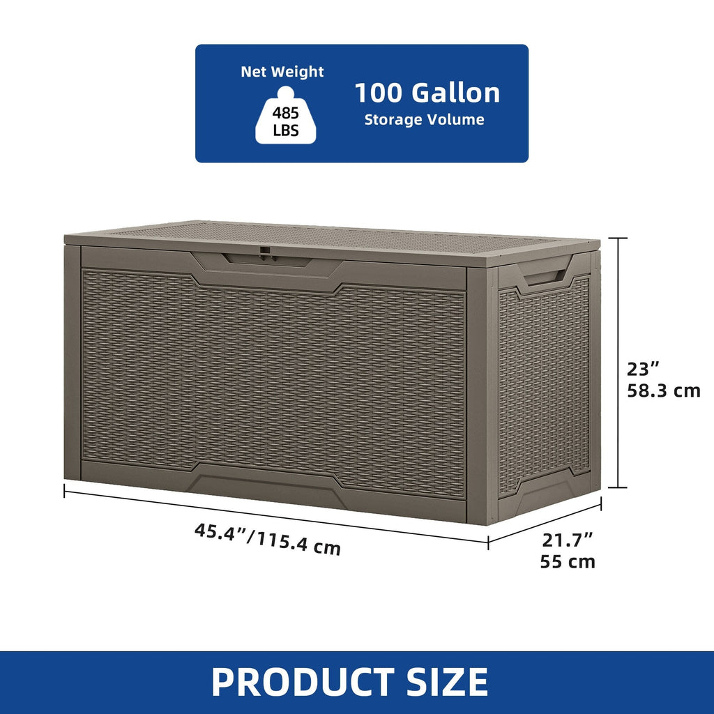 100 Gallon Outdoor Storage Waterproof Deck Box - N/A