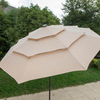 Parasol de terrasse inclinable à 3 niveaux de 10 pieds de MAISON ARTS, parasol d'extérieur à double ventilation avec lumières LED