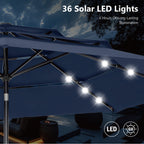 Parasol de terrasse inclinable à 3 niveaux de 10 pieds de MAISON ARTS, parasol d'extérieur à double ventilation avec lumières LED