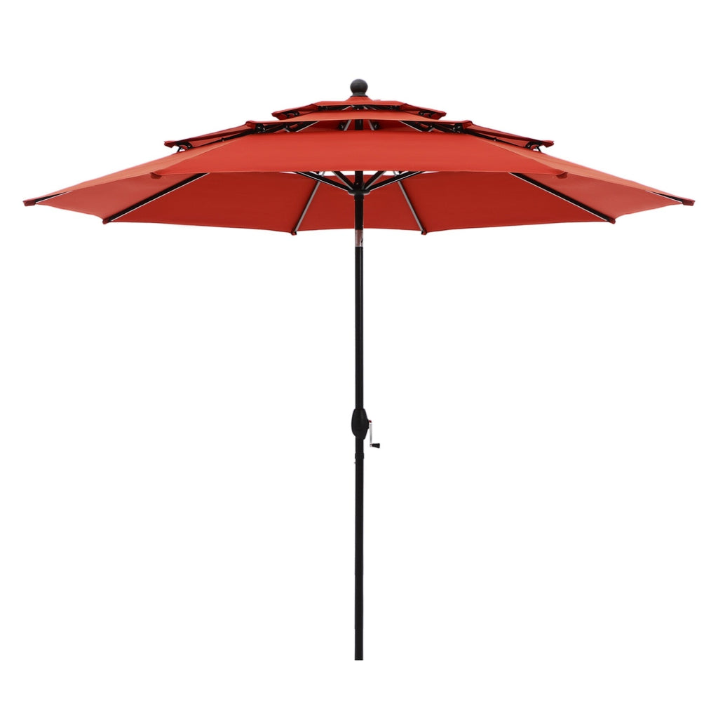 Parasol de terrasse inclinable à 3 niveaux de 10 pieds de MAISON ARTS, parasol d'extérieur à double ventilation avec lumières LED
