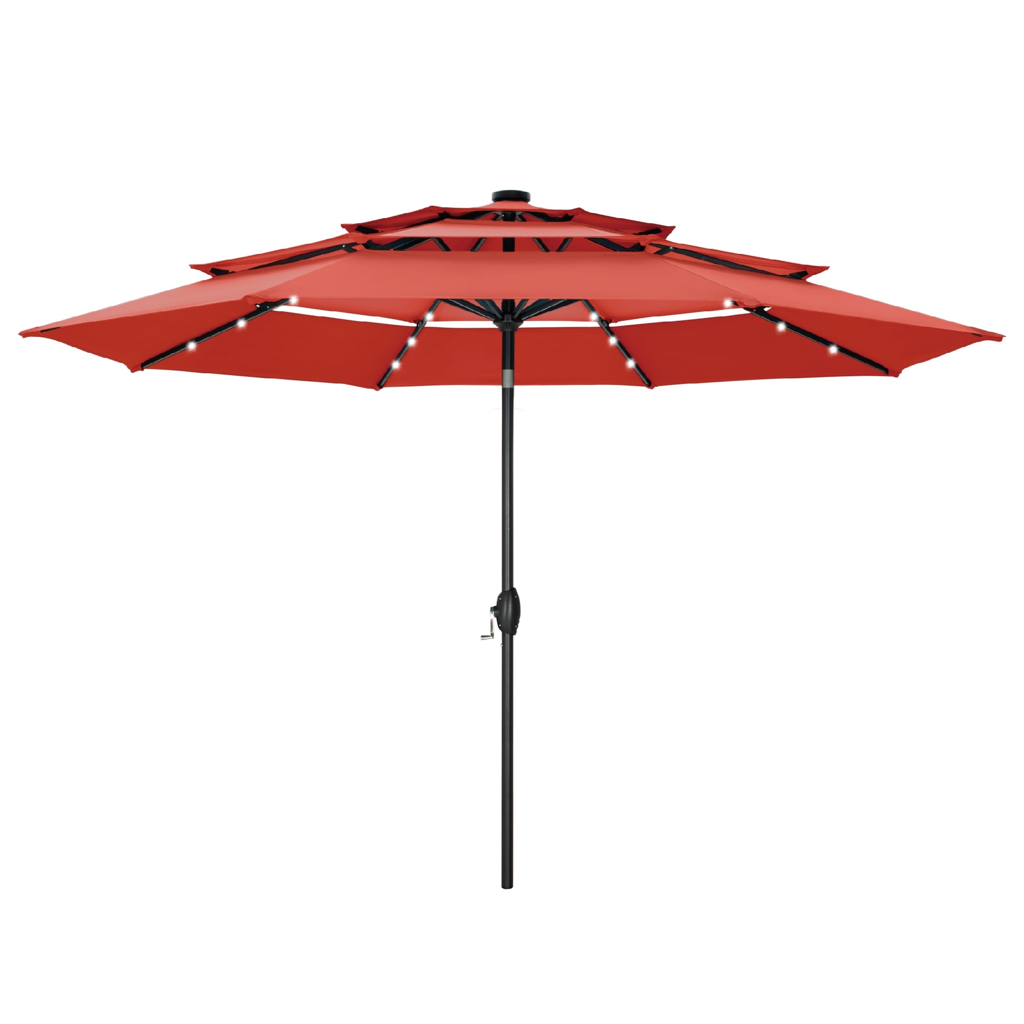 Parasol de terrasse inclinable à 3 niveaux de 10 pieds de MAISON ARTS, parasol d'extérieur à double ventilation avec lumières LED