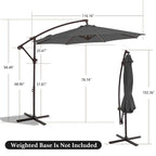 10ft Steel Crank Lift Hanging Offset Cantilever Umbrella