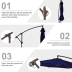 10ft Steel Crank Lift Hanging Offset Cantilever Umbrella