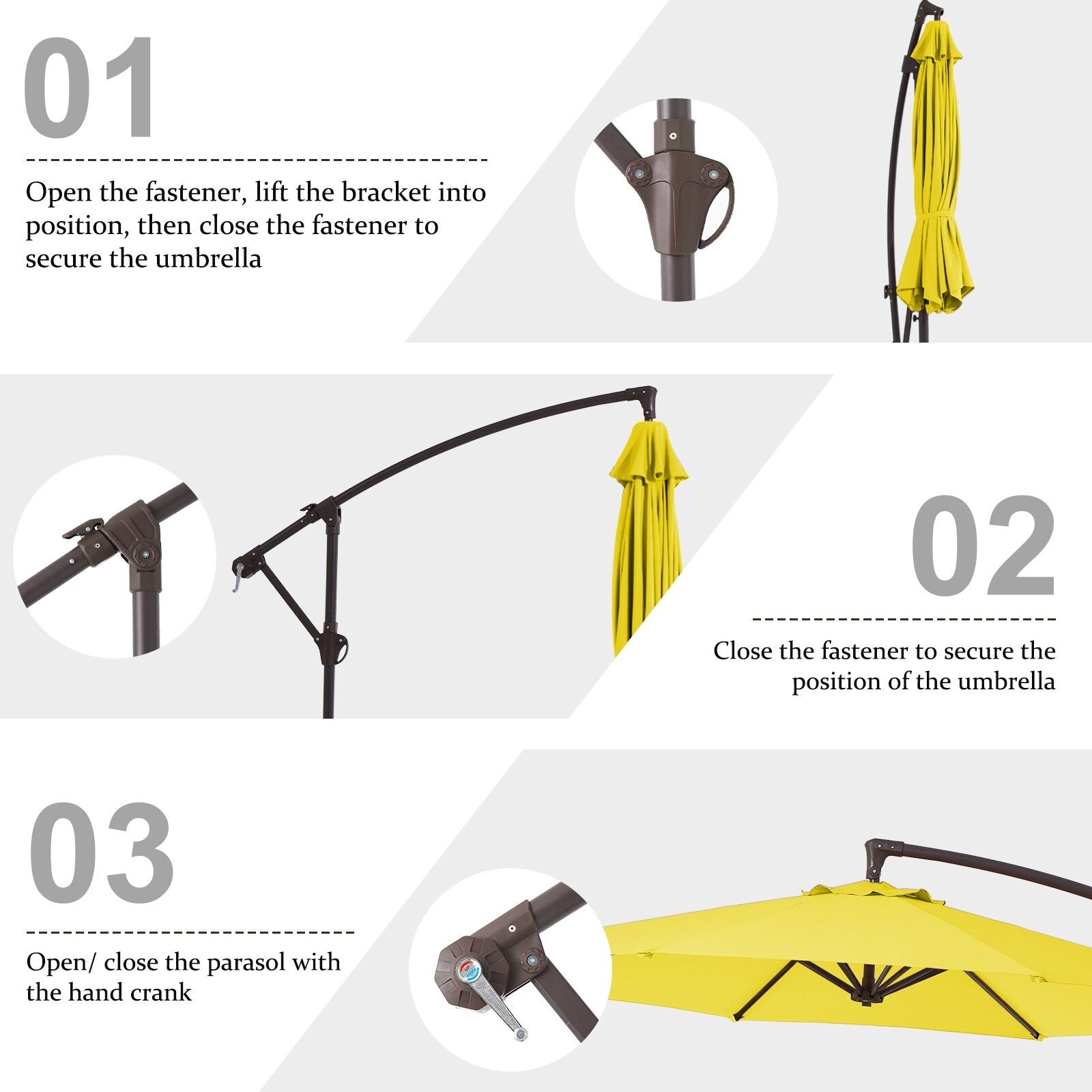 10ft Steel Crank Lift Hanging Offset Cantilever Umbrella