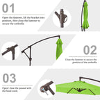 10ft Steel Crank Lift Hanging Offset Cantilever Umbrella