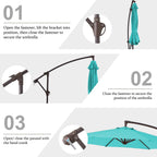 10ft Steel Crank Lift Hanging Offset Cantilever Umbrella