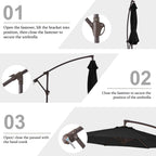 10ft Steel Crank Lift Hanging Offset Cantilever Umbrella