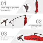 10ft Steel Crank Lift Hanging Offset Cantilever Umbrella