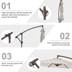 10ft Steel Crank Lift Hanging Offset Cantilever Umbrella