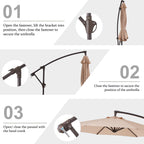 10ft Steel Crank Lift Hanging Offset Cantilever Umbrella