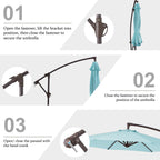 10ft Steel Crank Lift Hanging Offset Cantilever Umbrella