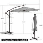 10ft Steel Crank Lift Hanging Offset Cantilever Umbrella