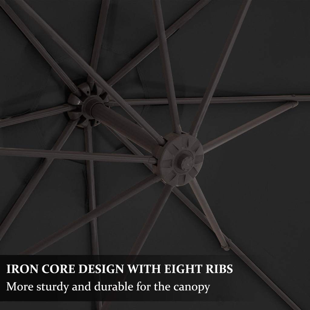 10ft Steel Crank Lift Hanging Offset Cantilever Umbrella