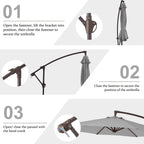 10ft Steel Crank Lift Hanging Offset Cantilever Umbrella