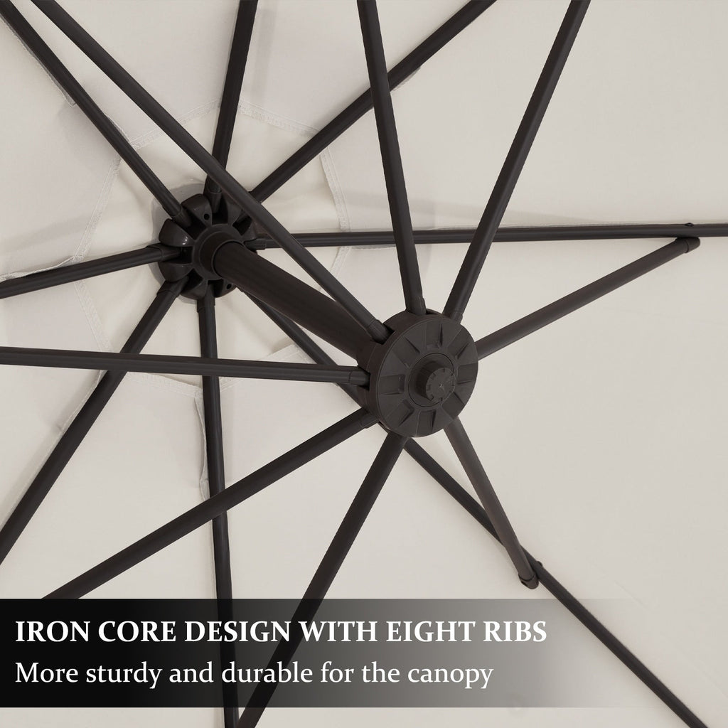 10ft Steel Crank Lift Hanging Offset Cantilever Umbrella